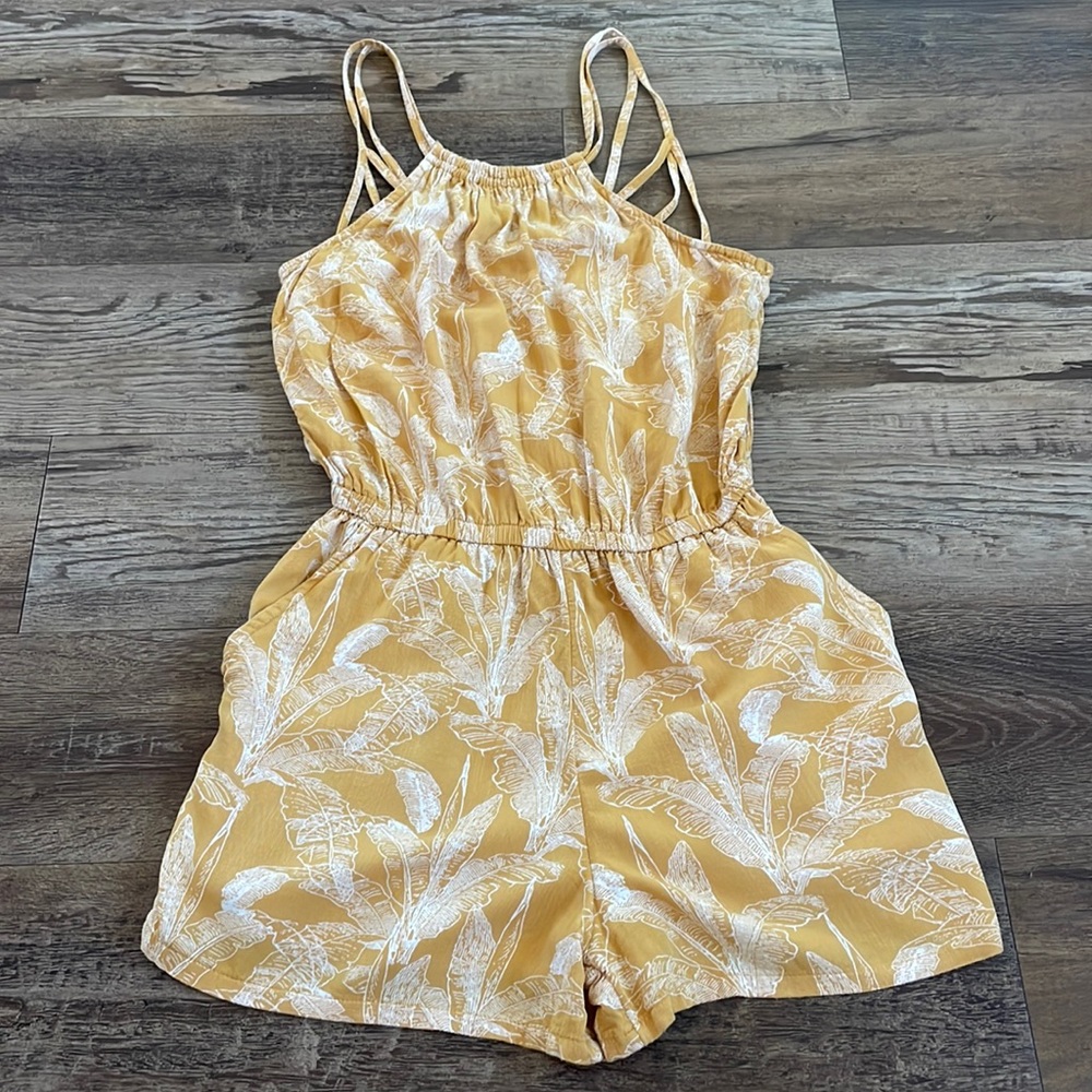 RVCA yellow printed romper S